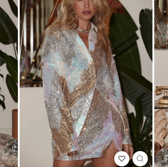 NEW 12th Tribe GENEVIEVE SEQUIN BUTTON UP AND SKIRT 2 PIECE SET Size Small - Picture 7 of 15